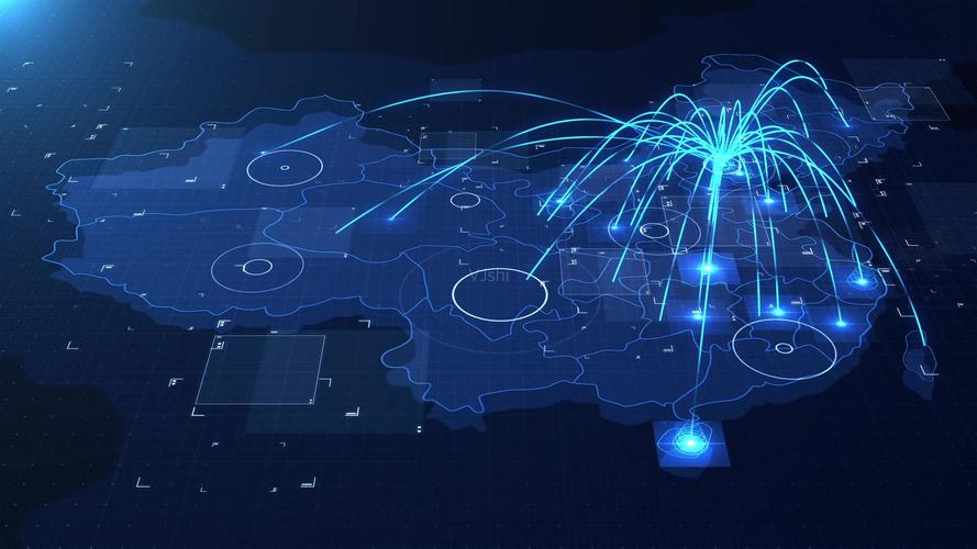 蓝色科技地图包装光线布局_1920x1080_高清视频素材