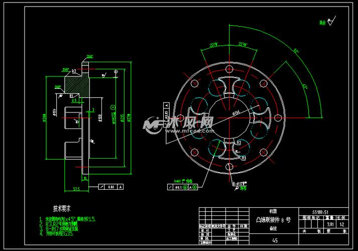 梅花联轴器总装及零件图 - autocad普通工程机械图纸