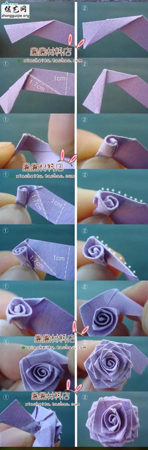团团教你用彩纸做漂亮美丽的玫瑰花详细图解╭纸的折法