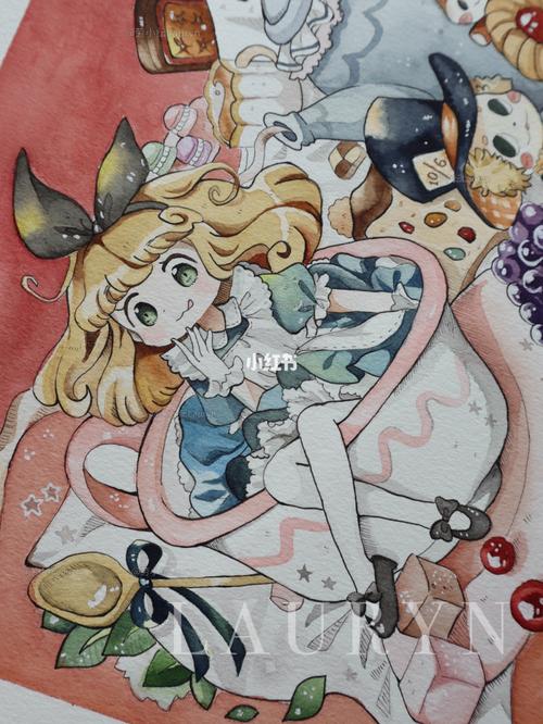 水彩手绘|q版爱丽丝的甜蜜下午茶时间7115_水彩画