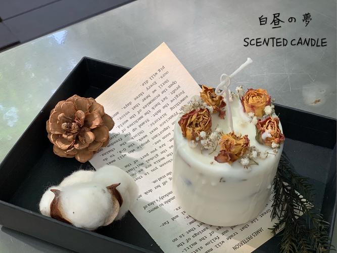 白昼の梦黄色玫瑰永生花手工香薰蜡烛北欧闺蜜香薰蜡烛