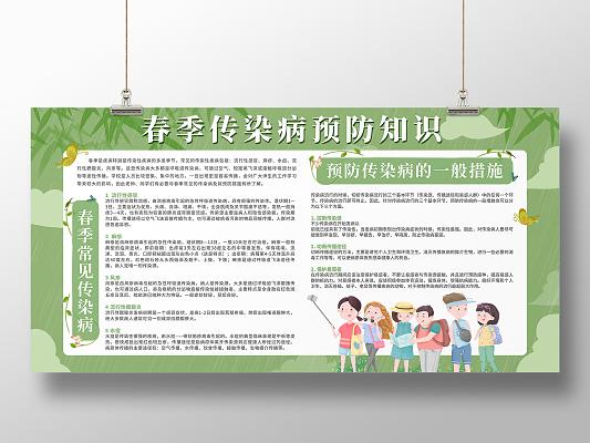 绿色春天医生插画春季常见传染病疾病预防宣传栏春季传染病