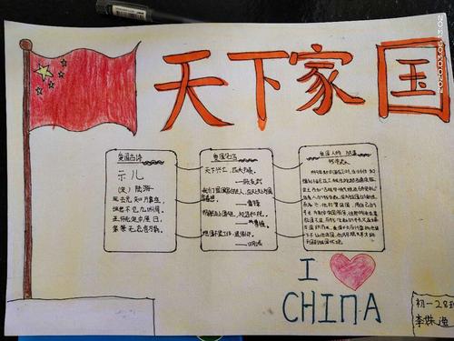 侯马通盛中学初一28班"天下国家"手抄报活动.