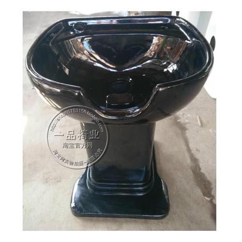 洗头床理发美发店发廊陶瓷盆玻璃钢立桶坐式冲水池单座冲水洗头盆