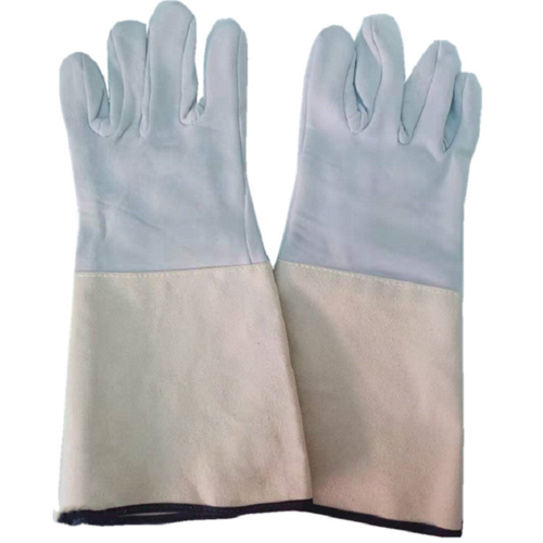 誉丰yl5095半皮半帆布手套翻毛皮直筒袖口电焊手套视频