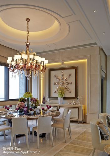 别墅混搭餐厅吊顶装修效果图