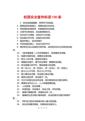 校园安全宣传标语100条docx