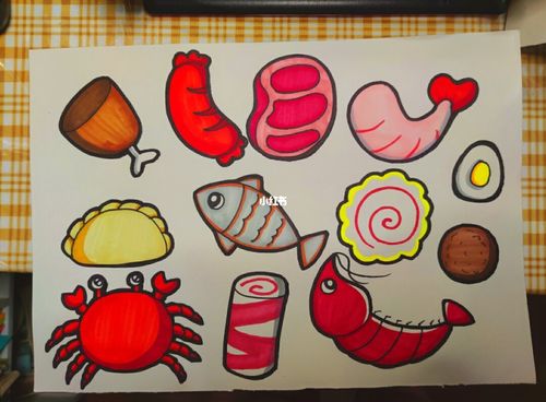 火锅烧烤食物简笔画_简笔画_烧烤_火锅_食物简笔画_文化_绘画