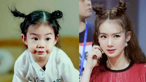 例如我们都比较熟悉的 戚薇和女儿lucky,母女好像共用一张脸,连李承铉