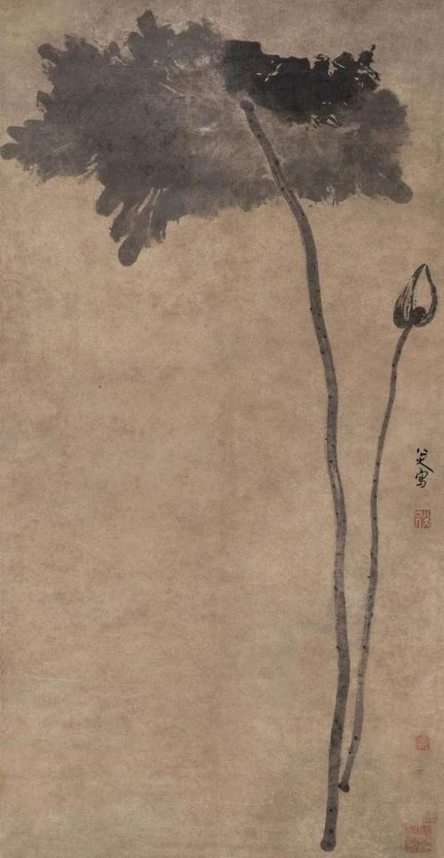 《荷花图》 朱耷 纵152厘米 横79厘米 清初期 纸本水墨 中央美术学院