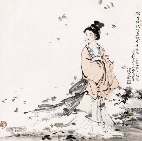 妇女在河边捣衣简笔画