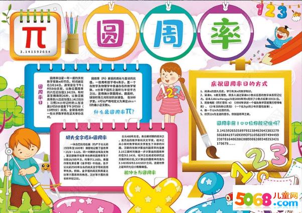 国际圆周率日数学手抄报模板及图片_圆的知识手抄报图片