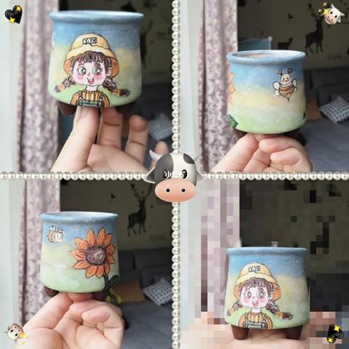手绘花盆_花盆_手绘_丙烯_颜料_手绘花盆_文化_绘画