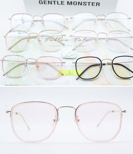 网红小香风透明白框架眼镜混合眼镜架轻一件代发素颜镜情侣镜气质