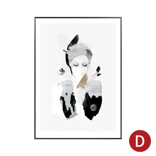 乔迁礼品浪漫美女黑白摄影人物挂画简约风格画北欧餐厅客厅装饰画铝