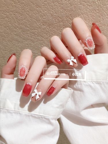 冰透玫瑰晕染珍珠跳色美甲|夏日仙女款0269♀15