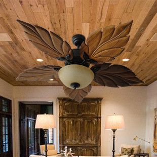 名家汇吊扇灯fz1307e 欧式仿古带灯树叶田园 实木风扇灯吊灯客厅