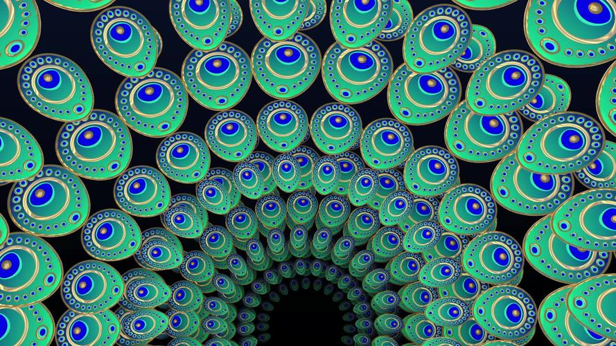 孔雀羽毛花纹 时尚 万花筒