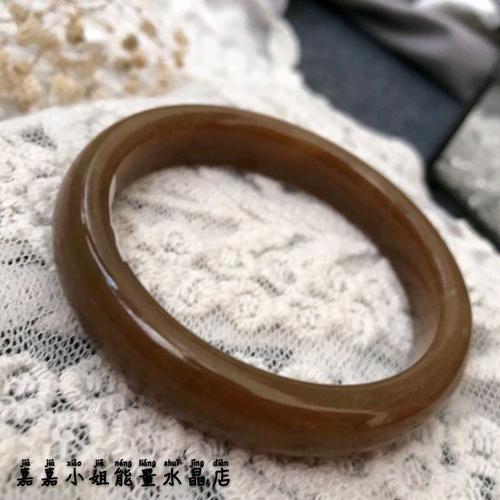 新疆和田玉手手镯且末料糖玉镯镯子咖啡糖玉料手镯