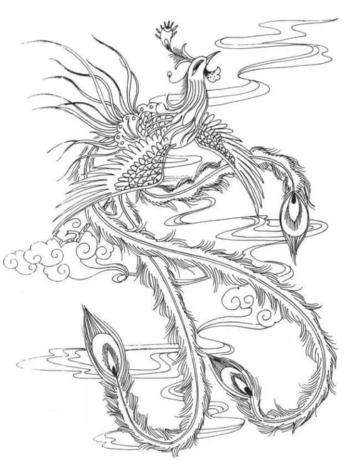 素材收藏:中国吉祥图腾,龙凤白描图24张,你值得拥有
