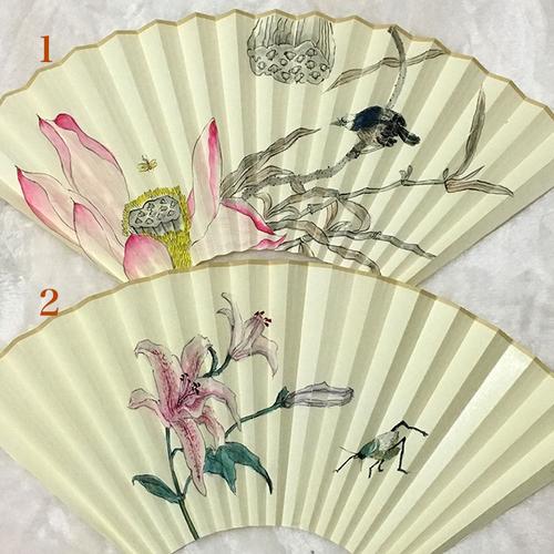 扇面手绘花鸟