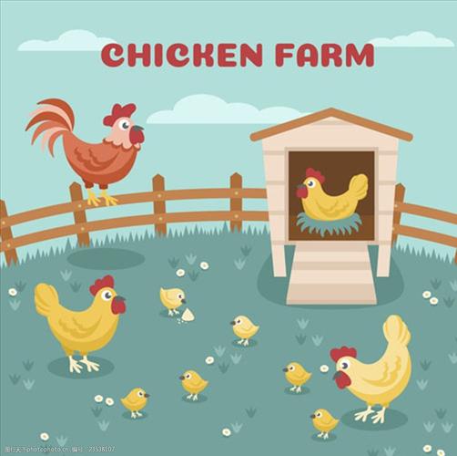 卡通养鸡场插图
