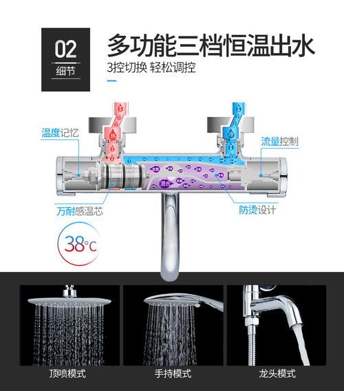 箭牌卫浴arrow官方旗舰店门店同款三功能恒温花洒套装amg13sh05
