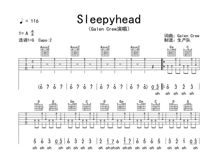 sleepyhead(原版吉他谱) 【欧美金曲】