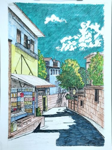 马克笔手绘/夏天的感觉_夏天去哪玩_手绘_马克笔_绘画