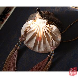 怀旧杏粉色古风车内香包香囊汉服荷包传统香草随身香袋纯手工锦囊