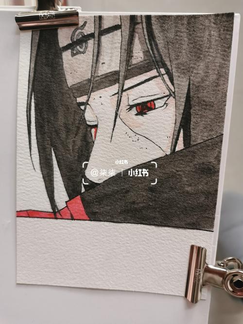 动漫画水彩画火影宇智波鼬鼬神带过程