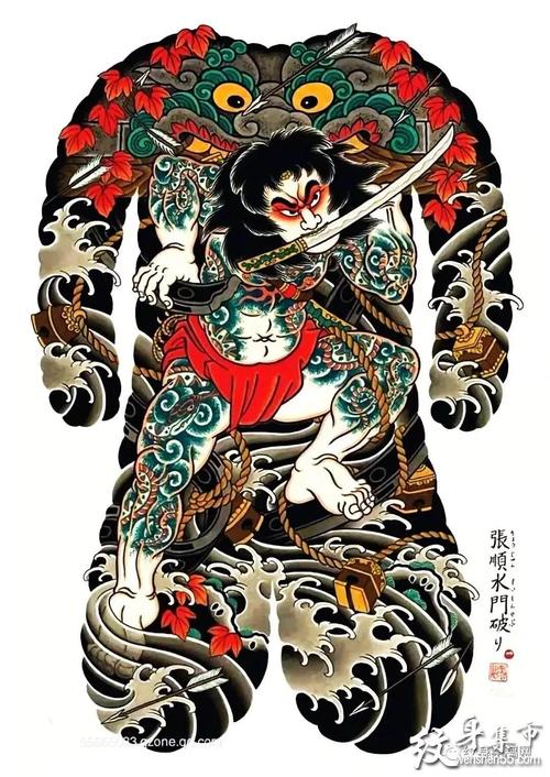满背张顺破水门纹身张顺破水门纹身手稿张顺破水门纹身手稿图案