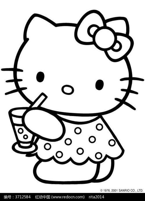 幼儿简笔画涂色hellokitty