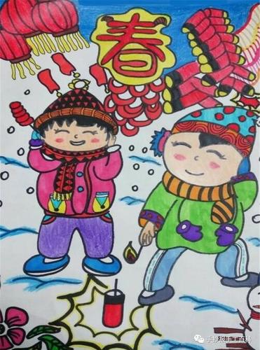 元旦新年热热闹闹的画起来~这些画也可以做新年元旦手抄报绘画素材哦!