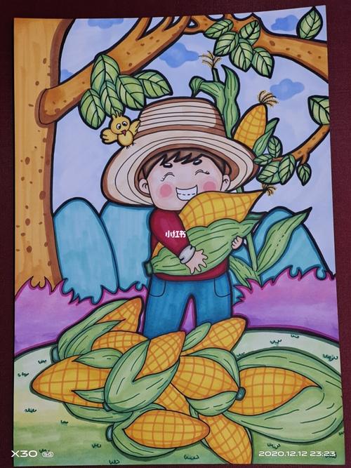 丰收主题儿童画_儿童画_母婴_早教