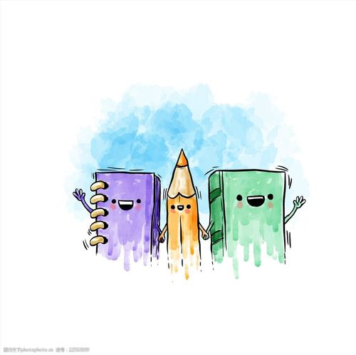 开学季 学习用品 开学 水彩 书本 铅笔 设计 文化艺术 绘画书法 ai