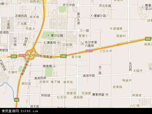 中国湖南省长沙市长沙县星沙地图(卫星地图)