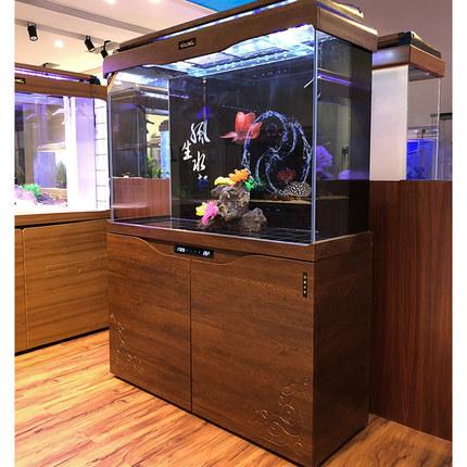 西龙底过滤鱼缸金晶超白玻璃下滤中大型水族箱生态家用客厅金鱼缸