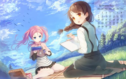 2020年12月二次元萌妹动漫高清日历壁纸