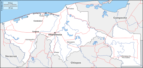 塔巴斯科州 : 免费地图, 免费的空白地图, 免费的轮廓地图, 免费基地