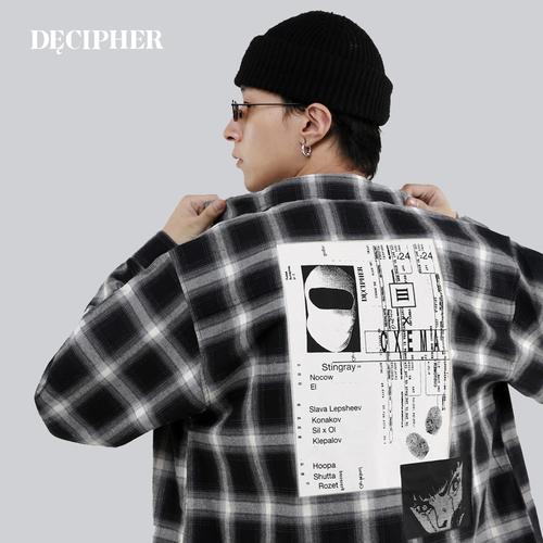 decipher张云雷同款 国潮复古宽松情侣格纹衬衣 杨九郎同款衬衫