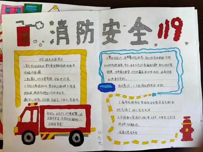 大岳学区北李家庄小学"119消防安全"优秀手抄报