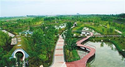 湿地保护追求自然和谐,沣河湿地观鸟隧道隐蔽在草坡中.