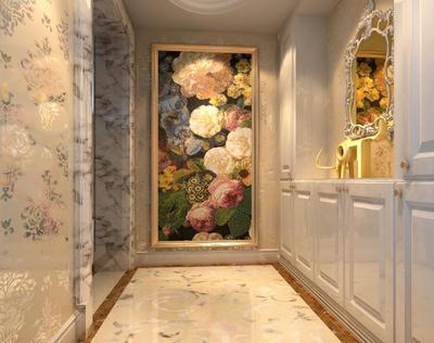 简欧风格三居室玄关背景墙装修效果图#875455482