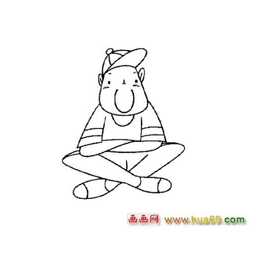 人物简笔画:坐着的男孩