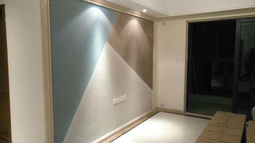 硅藻泥线条电视背景墙集