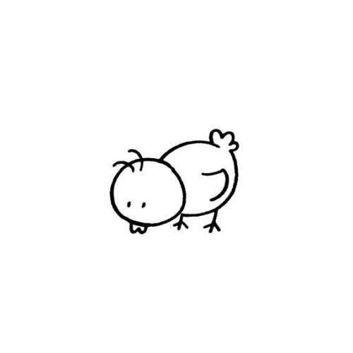 小鸡吃虫子简笔画6