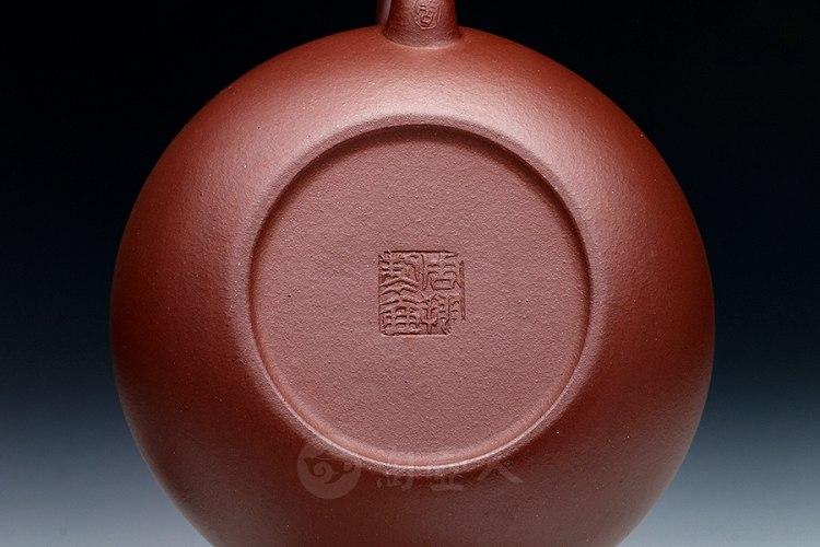 宜兴名家周翔紫砂壶作品《全手扁腹壶》原矿全手工-淘