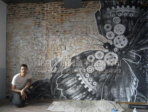 办公室手绘墙 店铺手绘墙 文化墙彩绘 创意墙绘 墙体彩绘 手绘壁画