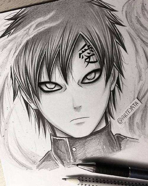 动漫火影忍者中帅气男神的人物手绘素描图片